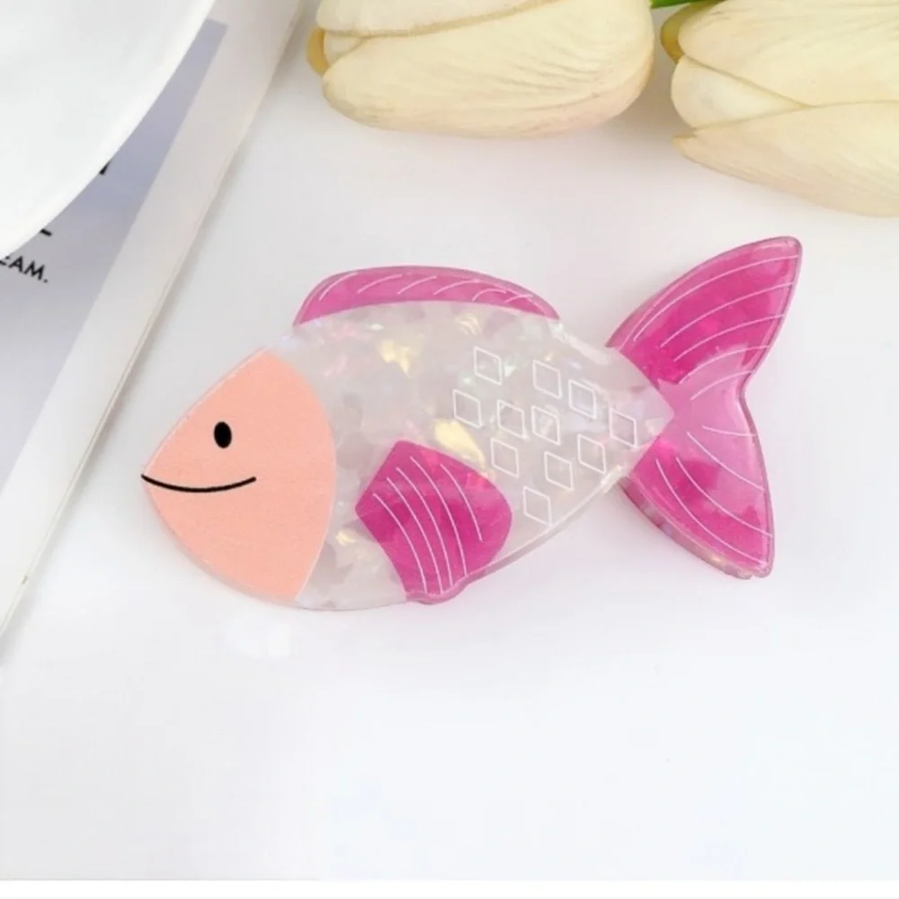 Pink and White Fish Hair Clip NWT